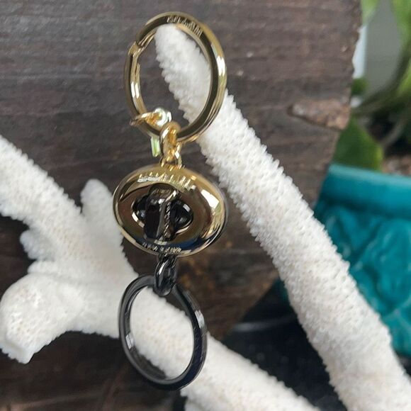 COACH Gold Black dual Fob Twist Loc PurseCharm/Key Fob NWOT - Picture 5 of 16